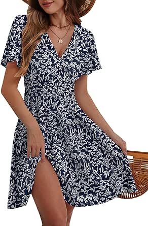 Sundresses for Women 2025 Floral Summer Elegant Beach Classy Fashion Casual Outfit Plus Size