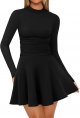 OFEEFAN Long Sleeve Dress Fall Homecoming Formal Party Club Mini Dresses Date Outfits